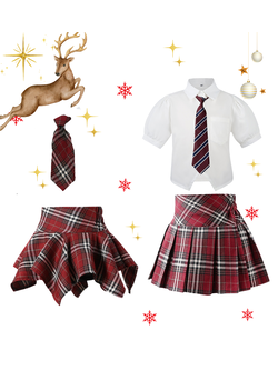 พร้อมส่ง กระโปรง ลายสก๊อต เด็กผู้หญิง สก๊อตแดง