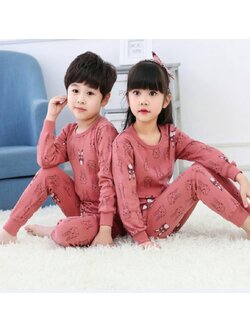 ชุดนอนเด็ก สีอิฐ