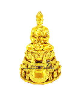 พระพุทธเจ้า ปางสนเข็ม เนื้อเรซิ่น สีทอง หน้าตัก 5 นิ้ว สูง 11 นิ้ว