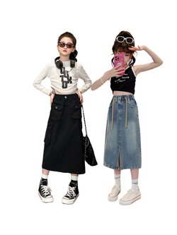 กระโปรง เด็กผู้หญิง กระโปรงยีนส์ยาว