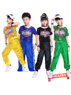 ชุดเต้น เสื้อแขนสั้น+กางเกงขายาวปักเลื่อม MEOW