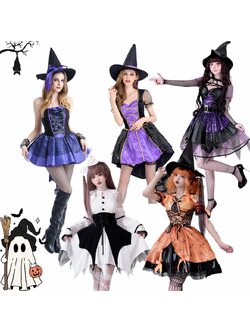 พร้อมส่ง ชุดแม่มด ชุดฮาโลวีน ผู้ใหญ่ ม่วง-ดำ**