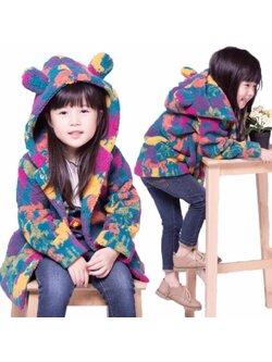 เสื้อกันหนาวแบบคลุมตัวยาวหลากสี มีฮูด