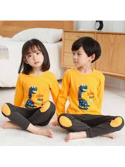 ชุดนอนเด็ก ไดโนเสาร์ สีส้ม