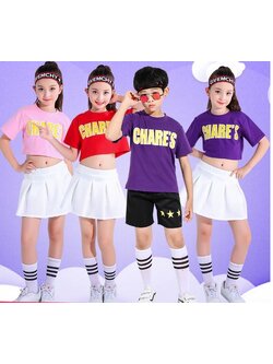 พร้อมส่ง ชุดเต้น ชุดหรีดเดอร์ ชุดเชียร์ เสื้อแขนสั้น+กระโปรงขาว