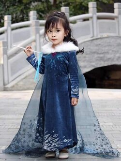 ชุดเด็ก : เดรส+ผ้าคลุมแอลซ่าซีซั่น2