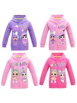 เสื้อกันหนาวเด็ก ซิปหน้า ลาย LOL สีชมพู