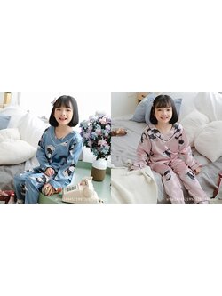 ชุดนอนเด็ก ลายกระต่าย ผ้าซาติน