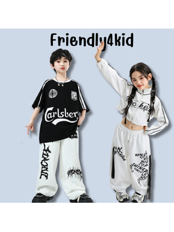 friendly4kid ชุดเต้น เด็กชาย เสื้อ+กางเกง สไตล์ขาว-ดำ ชุดเต้นสตรีทแดนซ์
