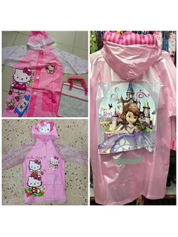 เสื้อกันฝน ชุดกันฝน เด็ก ลายคิตตี้ สีชมพู
