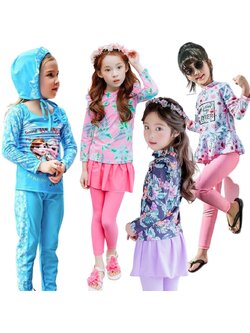 สินค้าพร้อมส่ง ชุดว่ายน้ำ ขายาวเลกกิ้งกระโปรง แขนยาว ลายดอก