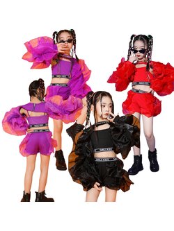 พร้อมส่ง***ชุดเต้น เสื้อแขนพองฟู ฟรุ้งฟริ้ง +กางเกงขาสั้น