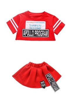 F ชุดเต้น ชุดฮิปฮอป เสื้อเอวลอยสีแดง+กระโปรงแดง