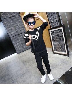 ชุดเสื้อกันหนาว+กางเกง สีดำ