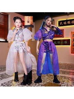 พร้อมส่ง****ชุดเต้น ชุดแดนซ์ ฮิปฮอป เสื้อแขนยาว+กางเกง+ผ้าคลุม