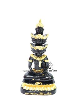 พระเศรษฐีนวโกฎิ เศียรชั้น สีดำปิดทอง เนื้อเรซิ่น หน้าตัก 5 นิ้ว สูง 11.5 นิ้ว