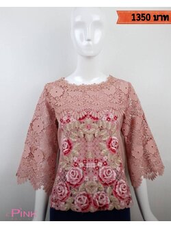 ขายดีที่สุด เสื้อลูกไม้ปักลายเเขนลูกไม้ แบรนด์พิ้งบูติค