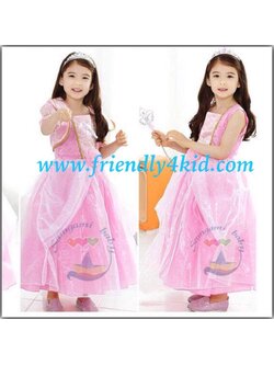 ชุดเด็ก : เดรสเจ้าหญิงสีชมพู+เสื้อคลุม