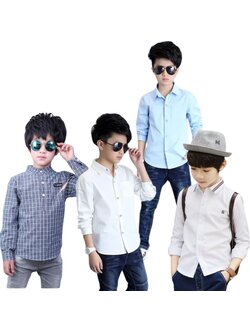 สินค้าพร้อมส่ง เสื้อแขนยาว เสื้อเชิ๊ตเด็ก ผู้ชาย