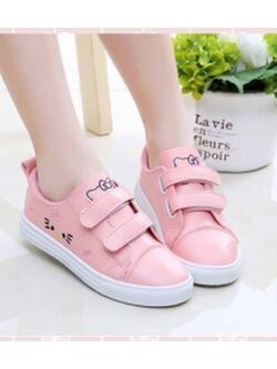 รองเท้าผ้าใบ แมว สีชมพู