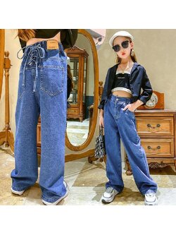 กางเกงยีนส์ ทรงกระบอกระบาย