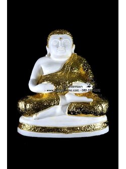 พระสังกัจจายน์ สีขาว ปิดทอง เนื้อเรซิ่น หน้าตัก 9 นิ้ว สูง 11 นิ้ว