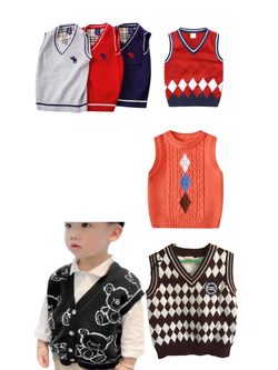 เสื้อกันหนาวเด็ก เสื้อกั๊กไหมพรมชาย