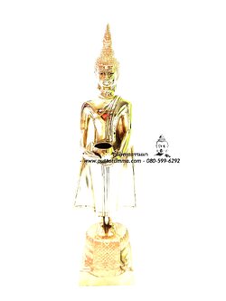 พระประจำวันพุทธกลางวัน เนื้อโลหะ ขัดเงา ฐาน 4 นิ้ว สูง 14.5 นิ้ว
