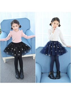 เลกกิ้งกระโปรง ลายแฉก สีดำ,สีกรม