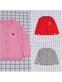 กันหนาว: เสื้อกันหนาวเด็ก Peppa pig สีชมพู;แดง