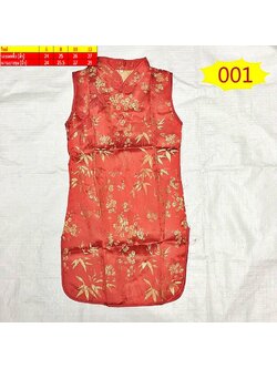 เดรสกี่เพ้าสีแดง คอป้าน ลาย001