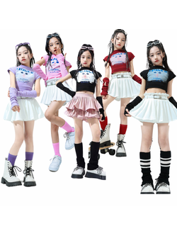 พร้อมส่ง***ชุดเต้น ลายแมว สไตล์เกาหลี เซ็ตเสื้อTKIAULS+กางเกงกระโปรง