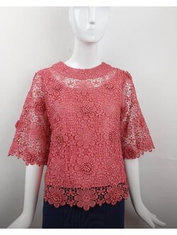 เสื้อลูกไม้พิ้งบูติค เนื้อผ้าลูกไม้ปราด้า ลายเกสร