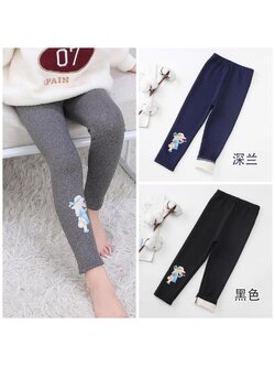 พร้อมส่ง กางเกงขายาว เลคกิ้ง บุขนอุ่น สีดำ-สีกรม