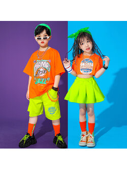 พร้อมส่ง ชุดเต้น ชุดแดนซ์ เซ็ต นีออน ส้ม-เขียว