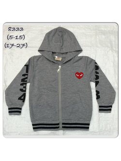 เสื้อแจ็คเก็ตเพลมีฮู้ดชาย สีเทา ซิปหน้า