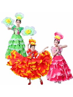 ชุดแฟนซี เดรสดอกไม้พร้อมดอกติดหัว**สินค้าเปิดจอง