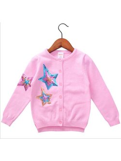 ชุดกันหนาวเด็ก : เสื้อไหมพรมกระดุมหน้า ปักดาว