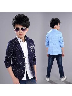 สินค้าพร้อมส่ง เสื้อคลุม แจ็คเก็ต เสื้อสูทเด็ก สีฟ้า สีกรม