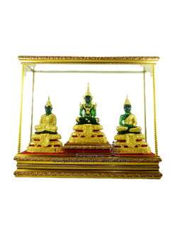 พระแก้วมรกต ขนาด 3 นิ้ว สูง 7 นิ้ว ครบชุดพร้อมตู้พรีเมี่ยมขอบไม้ยกฐาน