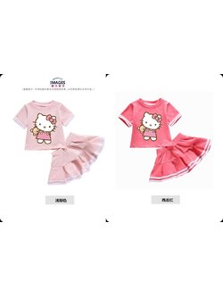 ชุดเด็ก ลายการ์ตูน แมว ทรงสั้นกระโปรงระบาย สำเนา