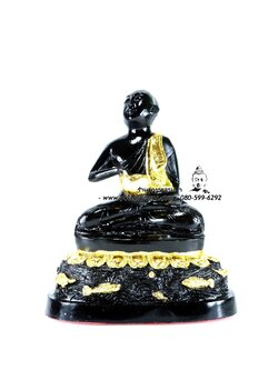 พระอุปคุต ปางจกบาตร ( ปางฉันอาหาร) สีดำปิดทอง เนื้อเรซิ่น ฐาน 6 นิ้ว สูง 7 นิ้ว