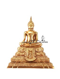 พระพุทธรูปปางมารวิชัย เนื้อโลหะ สีนาคมุกทอง หน้าตัก 5 นิ้ว สูง 11 นิ้ว