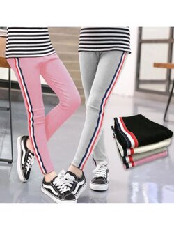 เลกกิ้งเด็ก กางเกงขายาว แต่งแถบสี