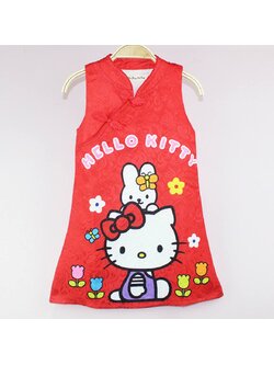 ชุดเดรสคอจีนคิตตี้ สีแดง