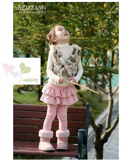 เลกกิ้งกระโปรง 2 ชั้น สีชมพู