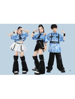 ชุดเต้น เสื้อเชิ้ตฟ้า+กางเกง/กระโปรง