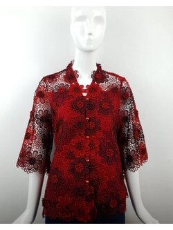 เสื้อลูกไม้พิ้งบูติค สีแดงมีหลายทรงให้เลือก