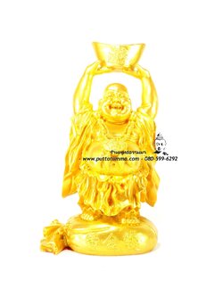 พระสังกัจจายน์ องค์ยืน สีทอง เนื้อเรซิ่น หน้าตัก 5 นิ้ว สูง 10 นิ้ว