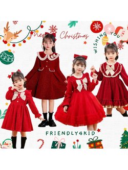 friendly4kid พร้อมส่ง ชุดคริสมาสต์ เดรสสไตล์คุณหนู โลลิต้า
